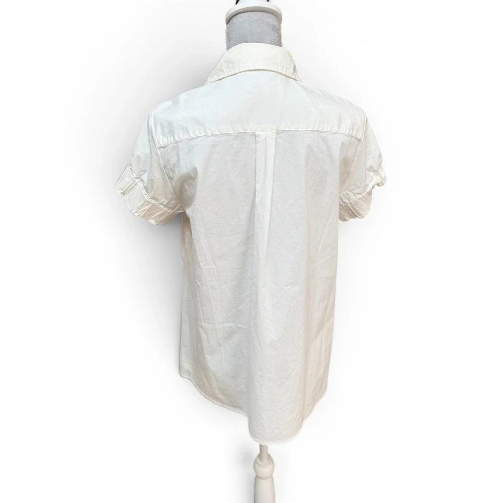 Burberry Button Up Shirt Womens M White Nova Check Heritage Classic Puff Sleeve - Picture 6 of 12
